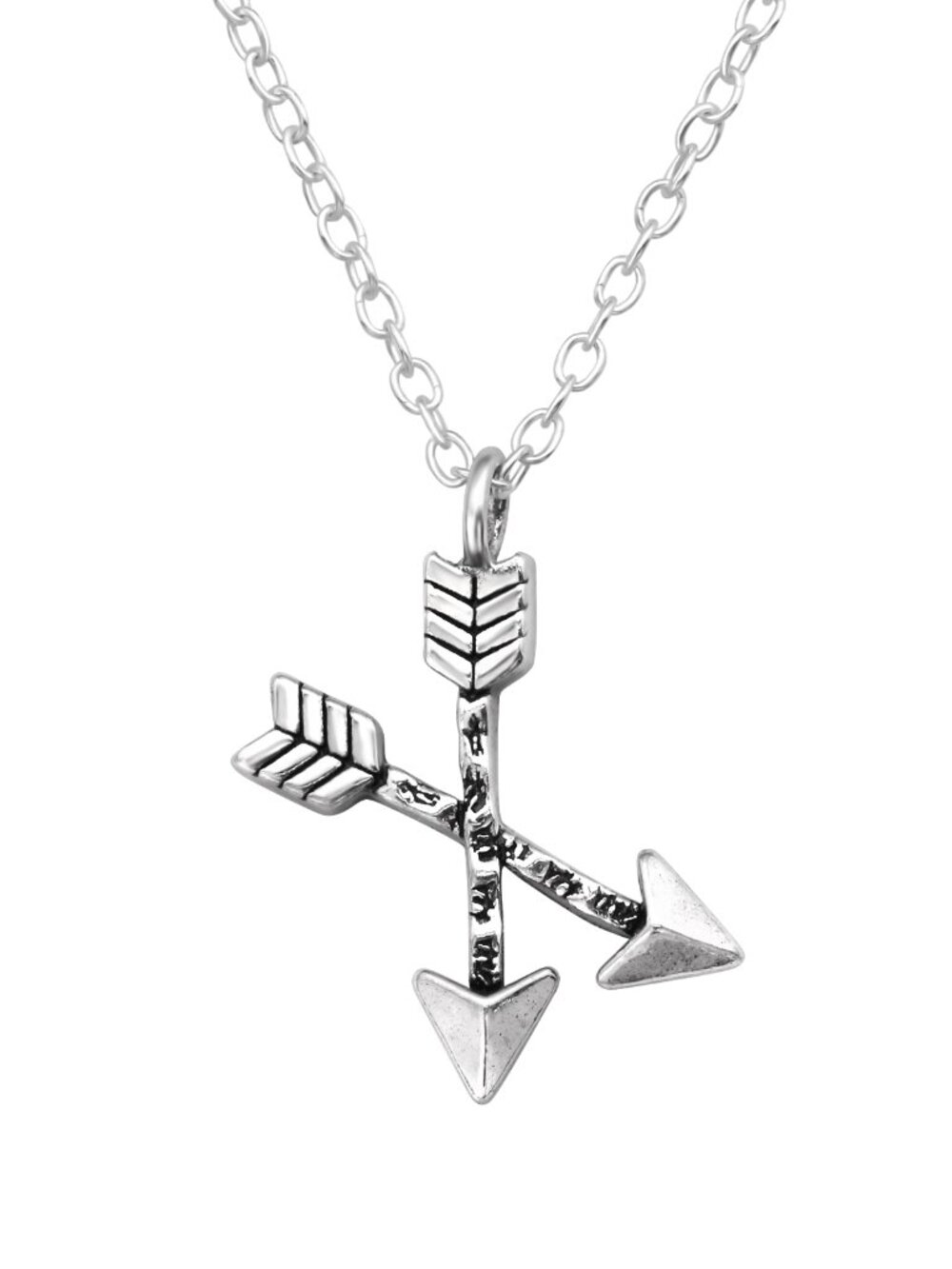 Sterling Silver Crossed Arrows Necklace
